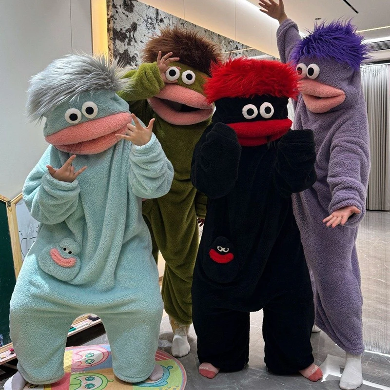 Cartoon Pajamas Funny with Long Hair Thick Plush Ugly Cute Cosplay Winter Loungewear Home Pajamas Couples Funny Sleepwear Gift