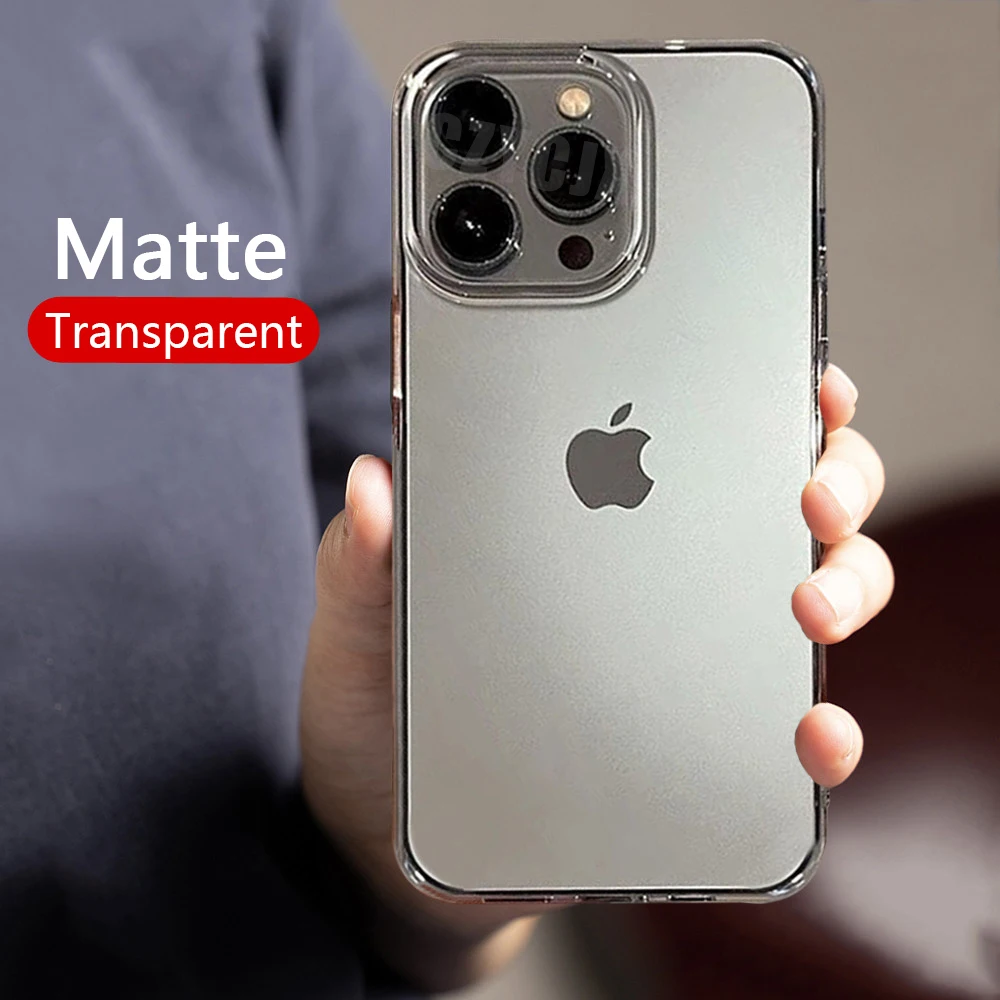 Luxury Matte Clear Hard PC Case For iPhone 15 14 13 12 11 Pro Max Mini XR X XS 7 8 Plus Silicone Soft Full Back Shockproof Cover