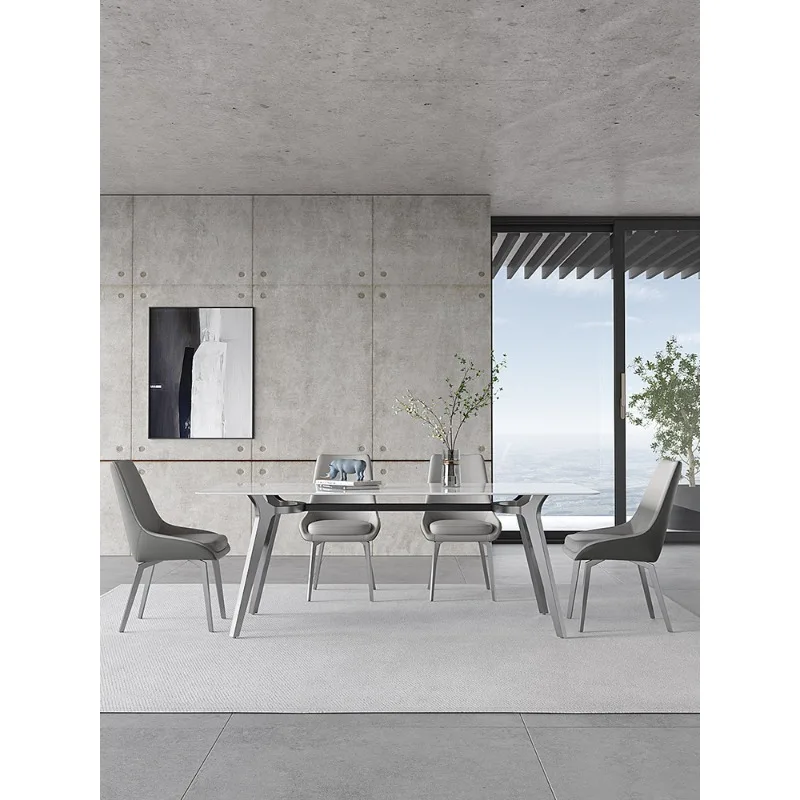 

Rock Plate Dining Table 2023 New Italian Household Small Unit Simplicity Designer Rectangular Dining Table and Chair Combin