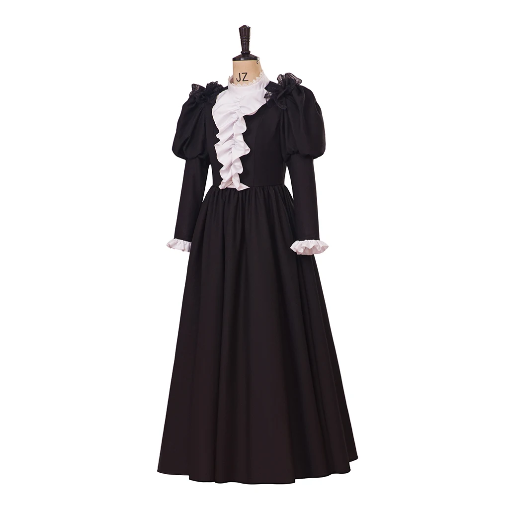 Dreamcosplay Women Black Victorian Renaissance Medieval Costume Edwardian Dress Gothic Vintage Vestido Robe Mourning Dress