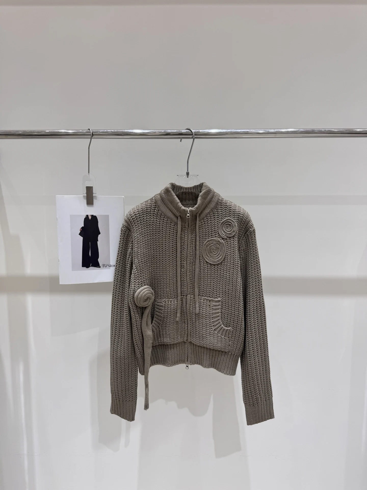 الخريف المرقعة يزين سترة مشغولة من الصوف للنساء سستة طويلة الأكمام شيك فضفاض ثلاثية الأبعاد الأزهار سترة سترة الإناث جديد F127