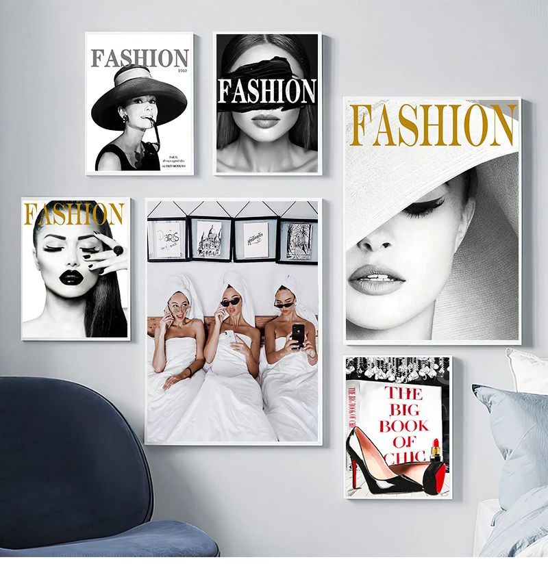Print Sexy Beauty Canvas Art Painting Photography Wall Picture Modern Salon Girl Room Decoration Fashion Poster Magazine Cover