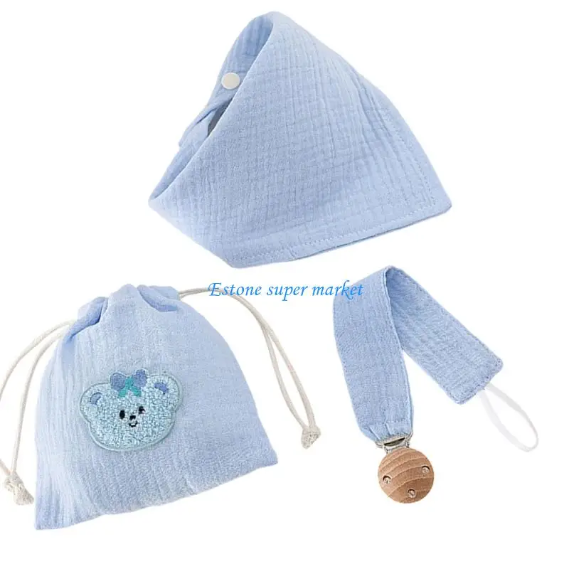 

090B Bandana Bib And Pacifier Holder Includes Washable Storage Shower Gift