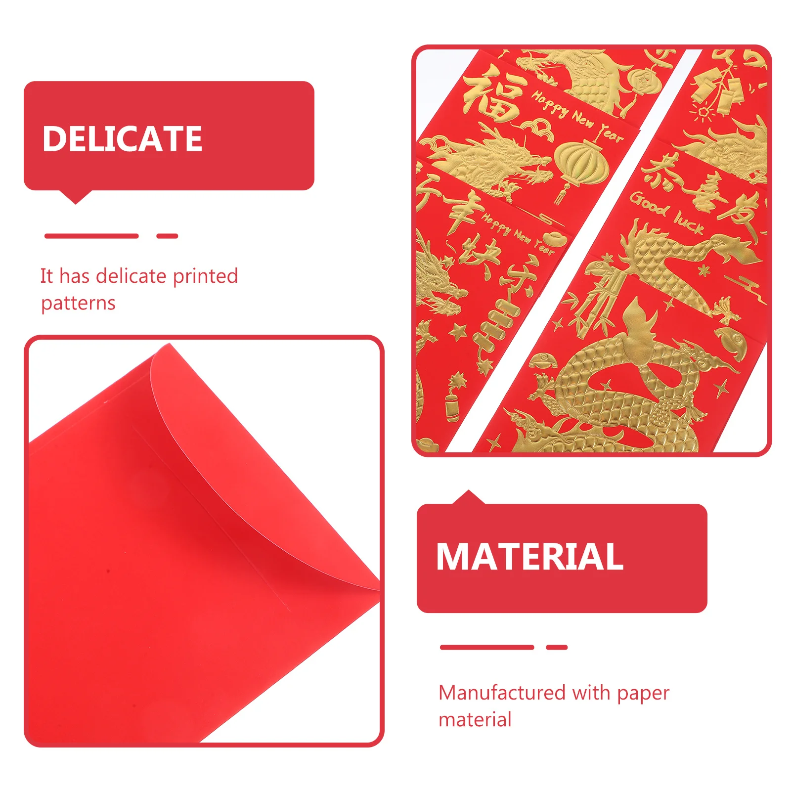 

30Pcs Spring Festival Red Envelopes Chinese New Year Money Bags 2024 Dragon Theme Paper Envelopes for Gifts Holiday Celebrations