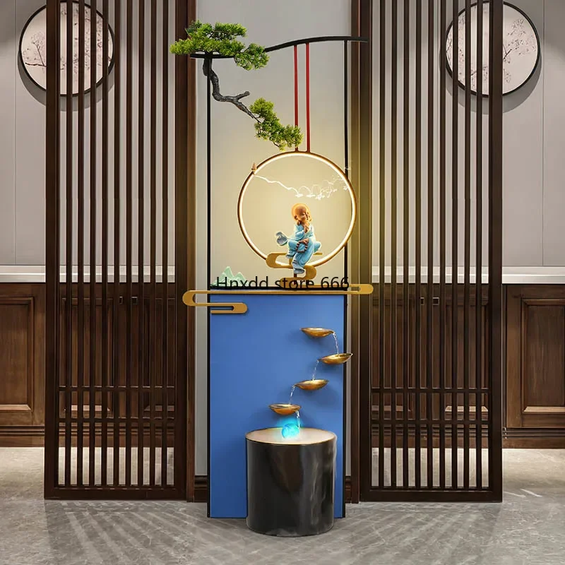 New Chinese-style large floor-to-ceiling running water fountain tea room, living room entrance lucky ornament