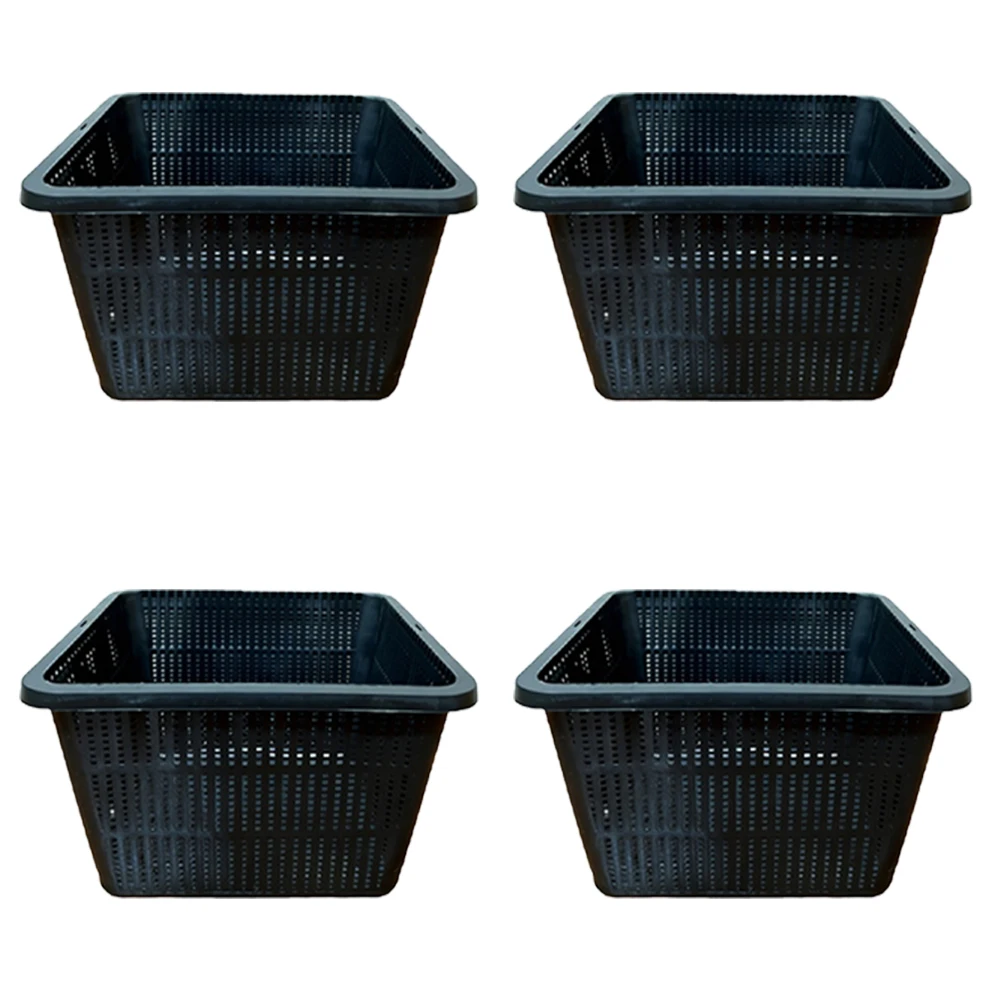 Black Plastic Mesh Baskets for Plant Cultivation 22.8x22.8x13.2cm Square Containers Suitable for Aquatic Gardens