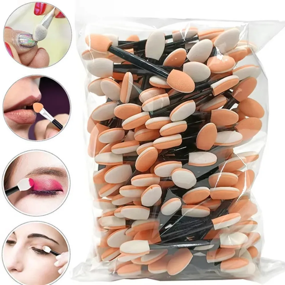 かわいい 50/100 個使い捨てアイシャドウスポンジアプリケーター両面容器付きアイシャドウ用メイクブラシの長さ