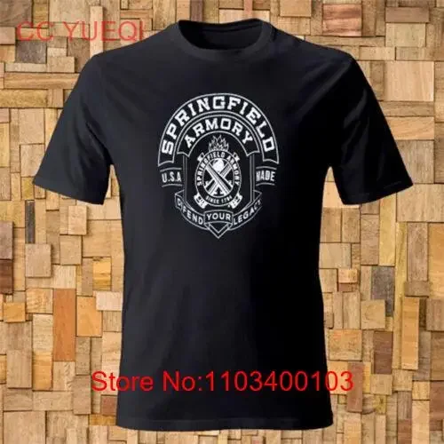 Springfield Armory Logo t-shirt noir homme vintage délavé streetwear homme graphique doux confortable polyvalent décontracté élégant