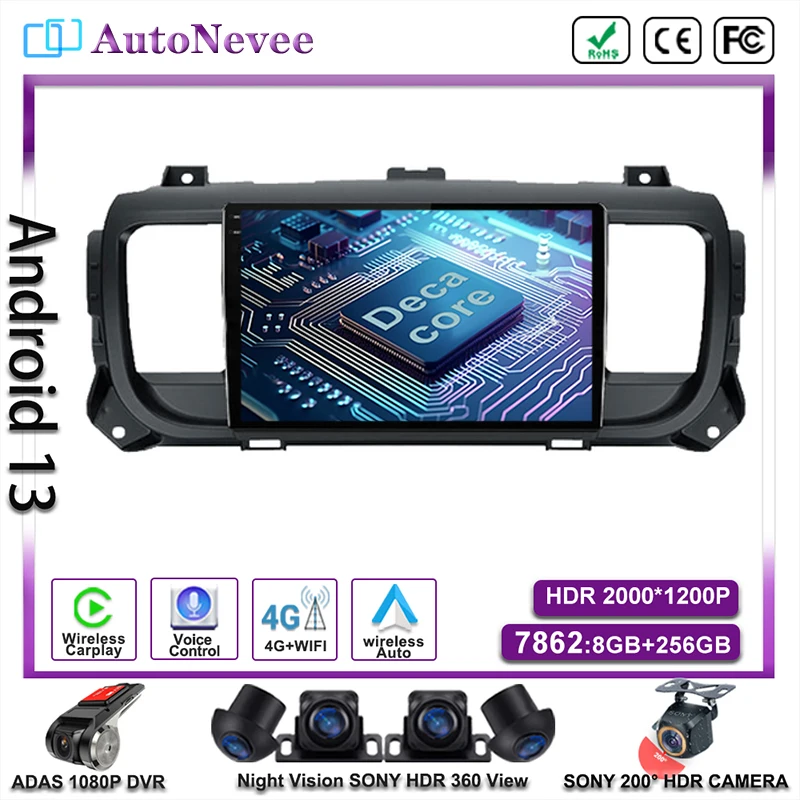 Android13 Auto Radio Stereo Multimedia DVD for Citroen Jumpy 3 for Peugeot Expert 3 2016-2021NO 2DIN Car Player GPS Navigation