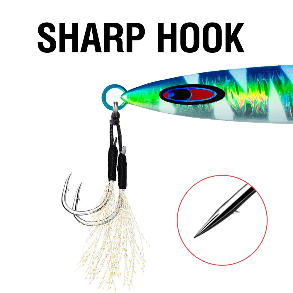 1Pc Luminous Jig Lure Fast Sinking Jigging Long Casting Lure 40G-200G Metal Bait With Sharp Hooks For Sea Fishing