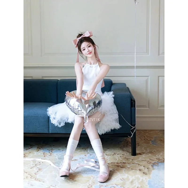 Luz curta branca vestido de casamento sexy halter sem mangas formal festa de aniversário vestido personalizado mini fotos de casamento vestidos de sessão