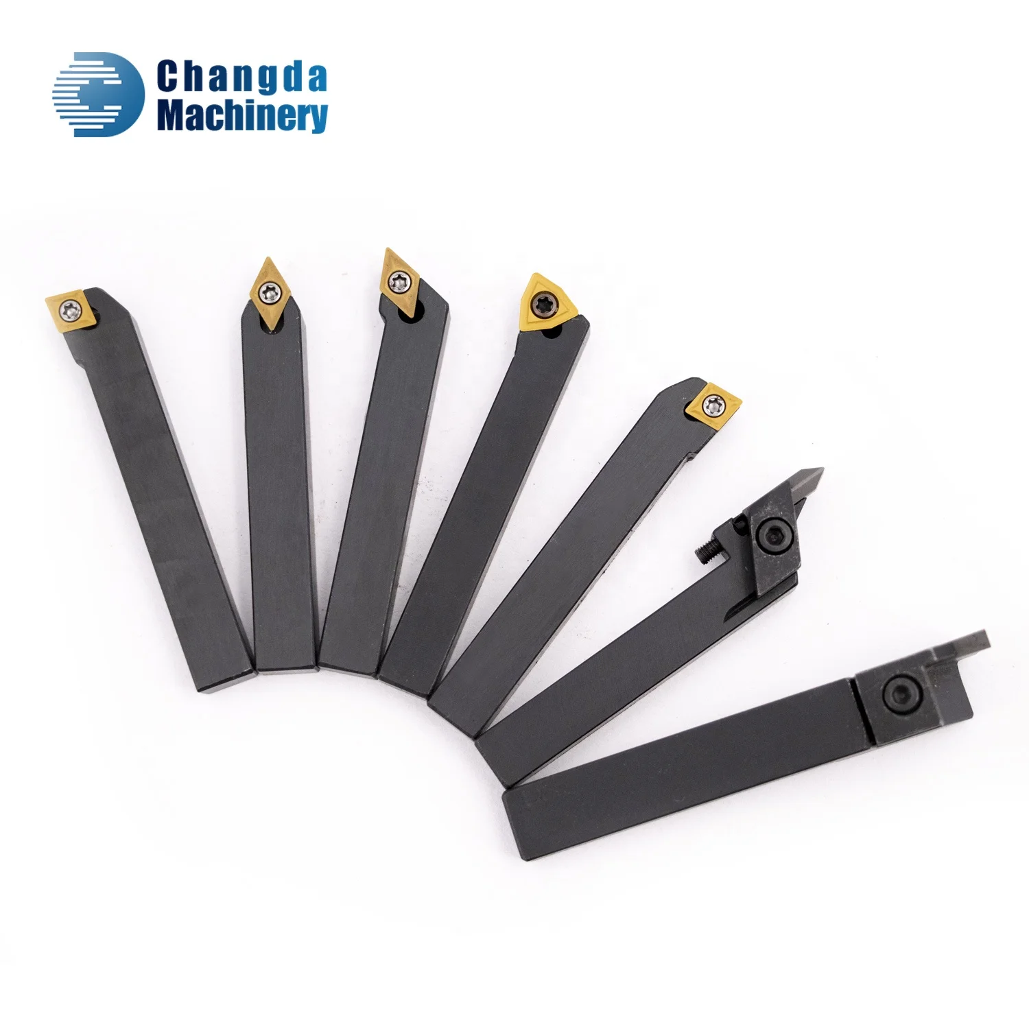 7pcs PT08mm Shank Lathe Turning Tool Holders Set with 7pcs Carbide Inserts and Wrench Turning Tool Set