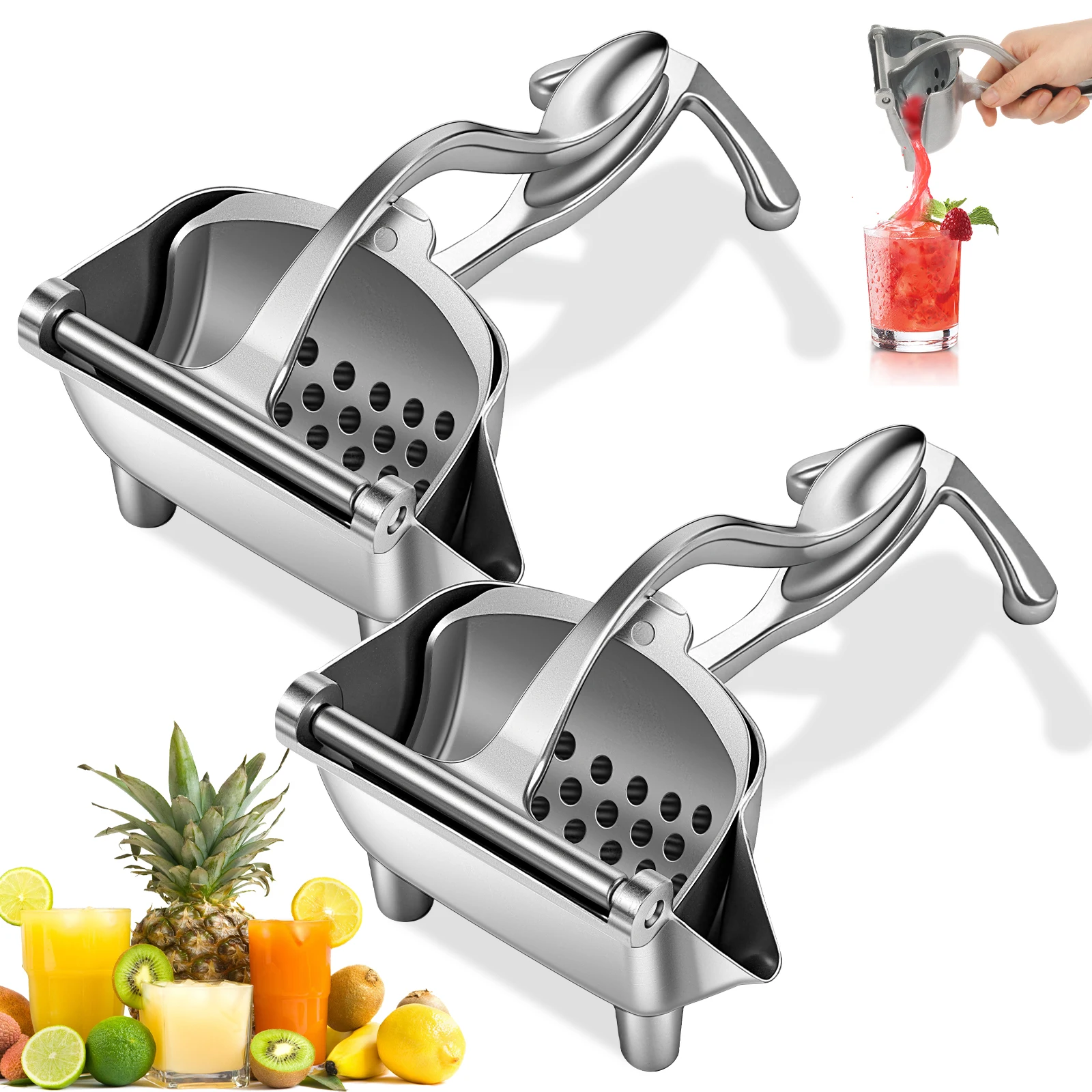 4/2pc Lemon Squeezer Hand Press AluminumAlloy Lime Squeezer Manual Citrus Juicer Compact Fruit Juicer for Kitchen Bar Restaurant