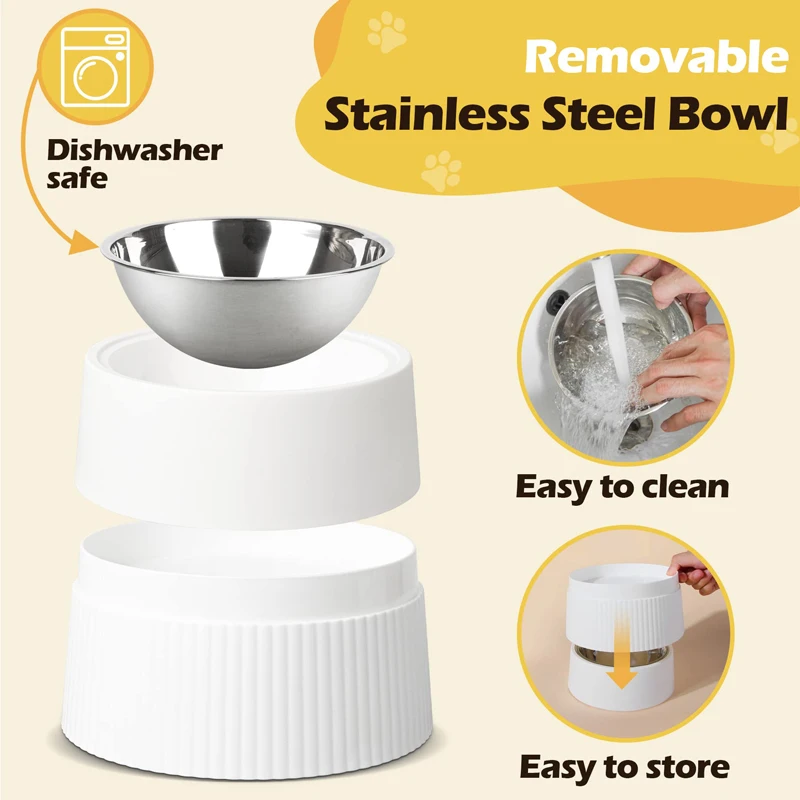 Benepaw Elevated Dog Bowl Durable Raised Stainless Steel Pet Feeder Removable Food Water Puppy Dish For Small Medium Dogs Cats