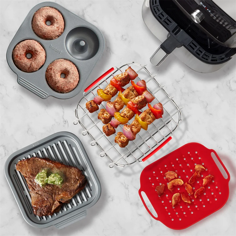 8-inch Grill Air Fryer Accessory with Grill Spit  Suitable for Cooking  Steaming  Baking and Other Purposes