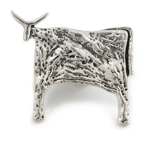 New Vintage Textured Metal Cow Brooch Fashion Personality Animal Corsage Pins Clothing Accessories