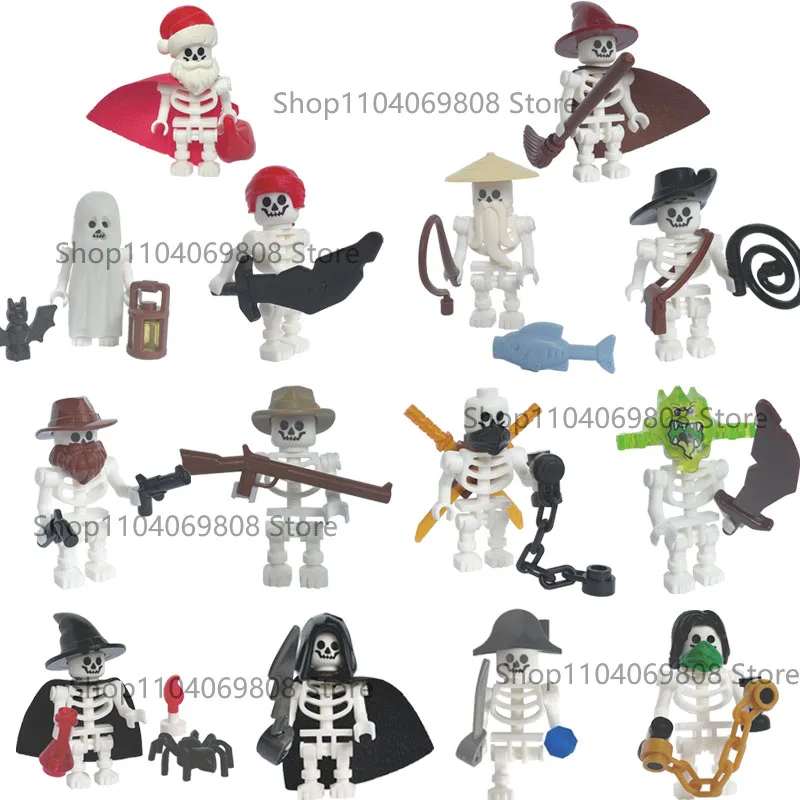MOC Halloween Bausteine Skelett Armee Ritter Figuren Flamme Pferd Mittelalterlichen Vampir Möbel Montage DIY Ziegel Spielzeug Geschenke – Detail 5
