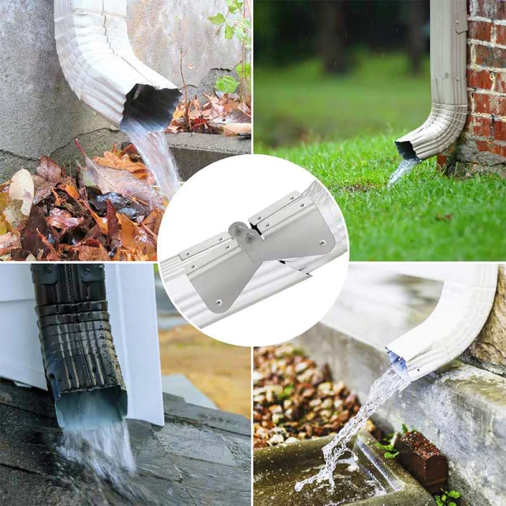 Stainless Steel Gutter Extension Hinge Flip Up Adapter Flexible Connector For Rectangular Square Downspout Rain Drain