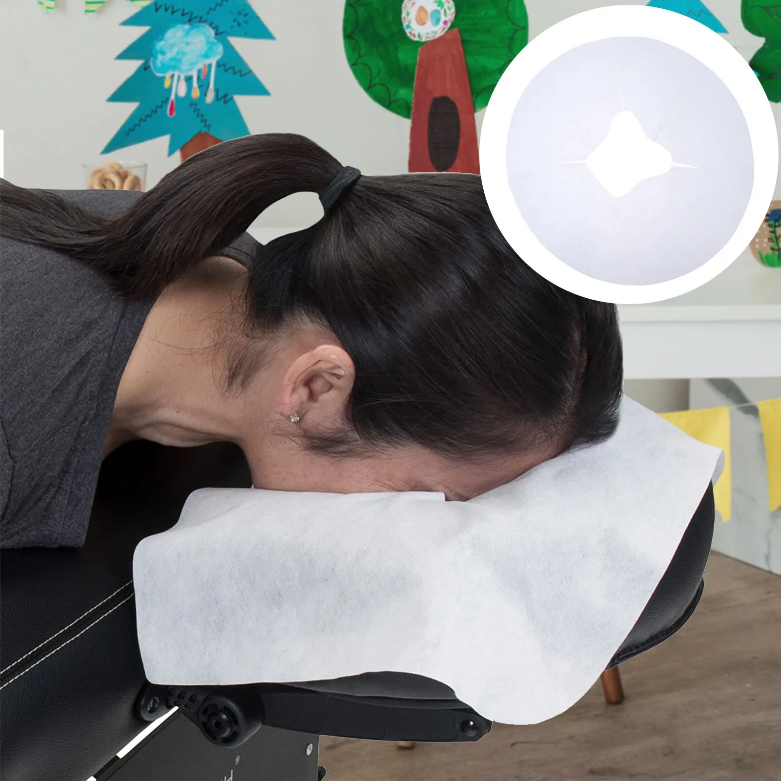 

100 Pcs Face Massage Headrest Mat Cushion Pillow Cover Disposable Spa Salon Clinic Hospital Use Soft Durable