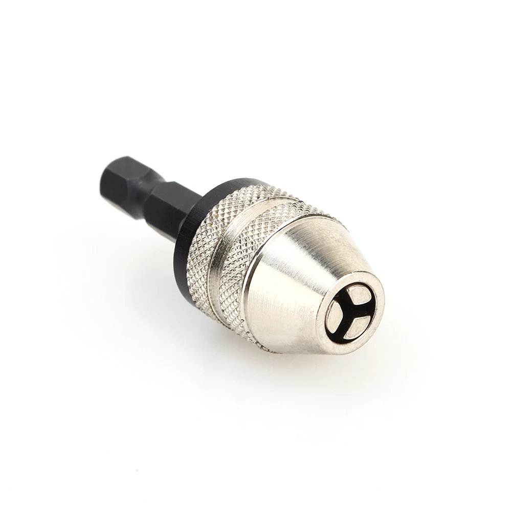 1/4" 0.3~3.6mm Quick Change Keyless Drill Bit Chuck Hex Shank Adapter Converter