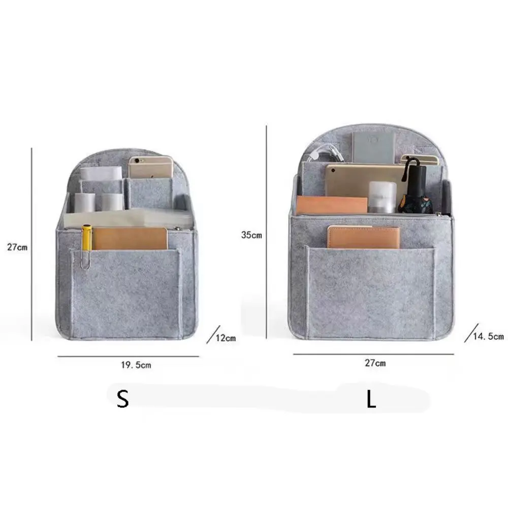 여성용 배낭 삽입 작은 가방 화장품 가방, 휴대용 펠트 삽입 포켓 칸막이 숄더백, 메이크업 정리함
