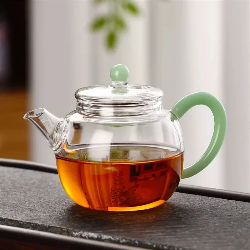 一人用-150ml-小容量-耐熱-カンフー-ガラスティーポット-プーアル花緑茶ポット-茶器