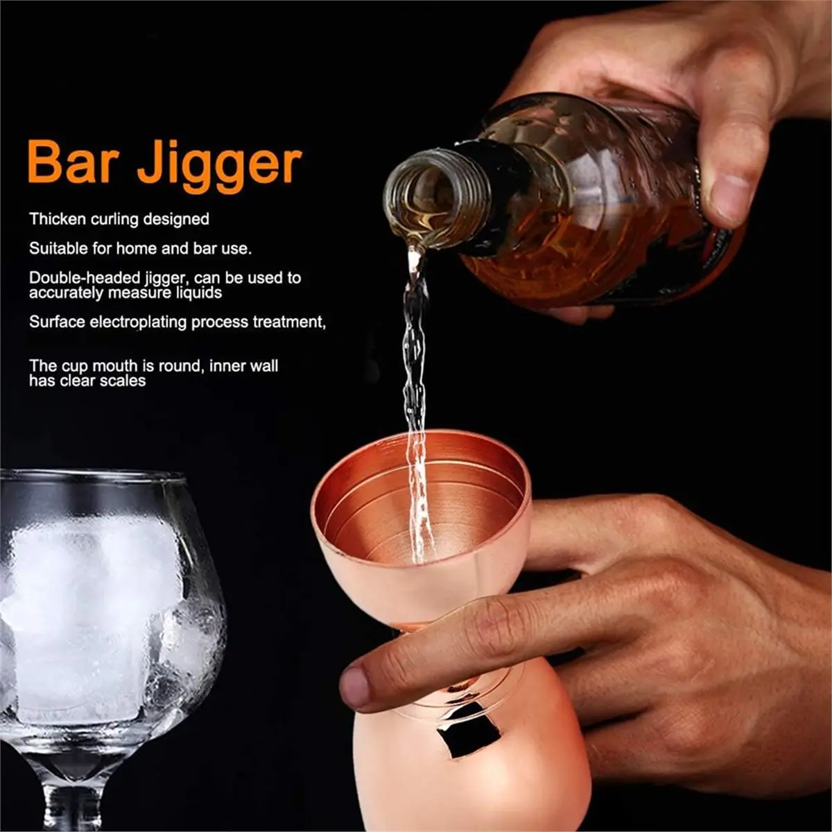 Double Head Cocktail Jigger, Stainless Steel Bartending Tool, 30ml 60ml Rose Gold - Accurate Measurement,,Perfect