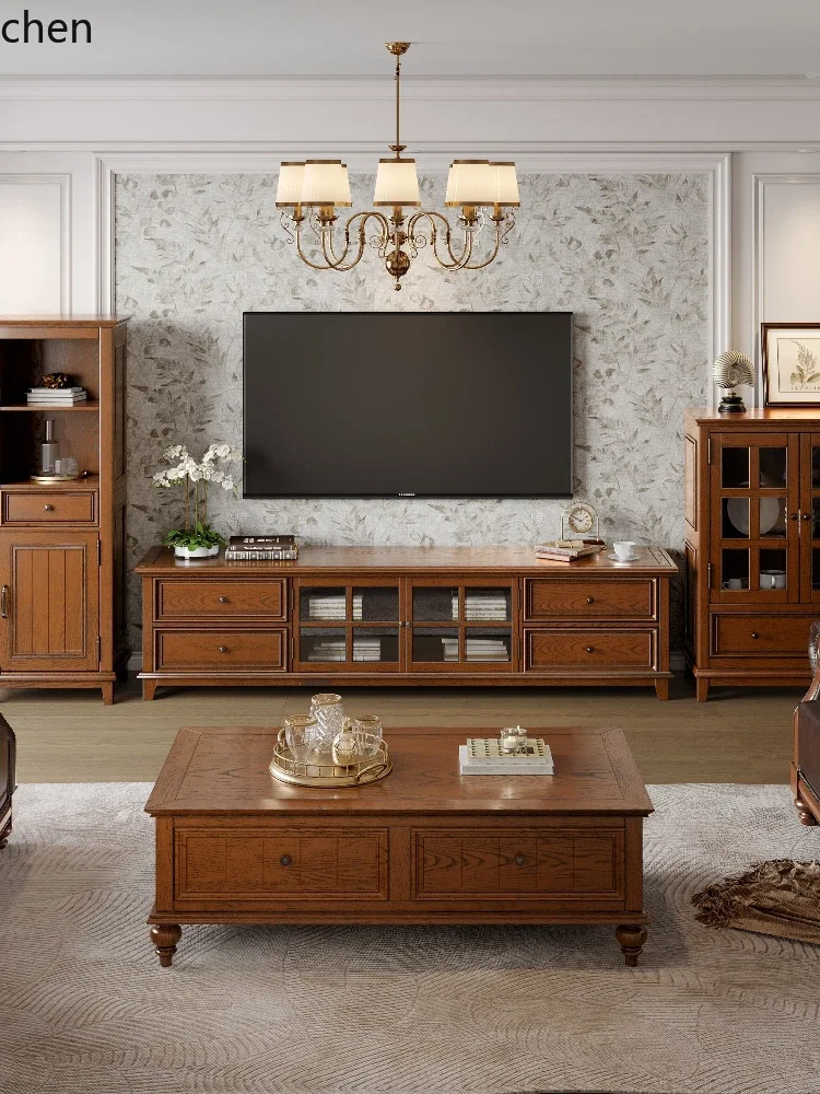 PYH Solid Wood TV Cabinet Simple Small Apartment Living Room Floor Cabinet Furniture TV Cabinet