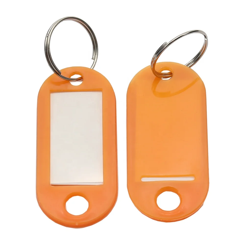 

Custom Logo Keychain Secure Plastic Key labels Car Name ID Tag Plates Key Chain Label Name Luggage Plastic Key Orange Tags