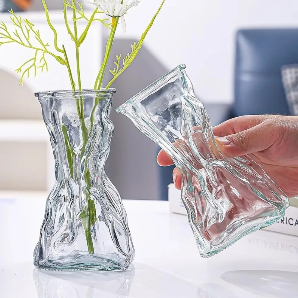 Modern Hydroponic Art Glass Flower Vase Creative Shape Centerpieces Transparent Irregular Vase Plant Bottle Wedding