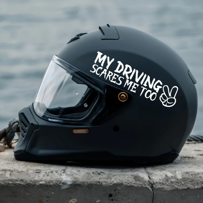 Divertida pegatina para casco "Mos gritos de conducción también", calcomanía mate extraíble impermeable para ordenador portátil de coche de motocicleta, juego de 2 piezas