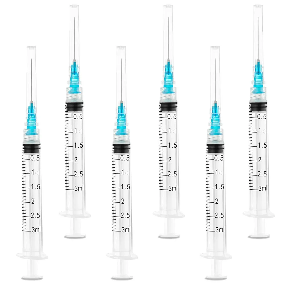 100Pcs 3ml/cc Disposable Luer Lock Lab Syringes with 23G 1Inch Needle , Individually Sealed Packed for Pet Farm Animal