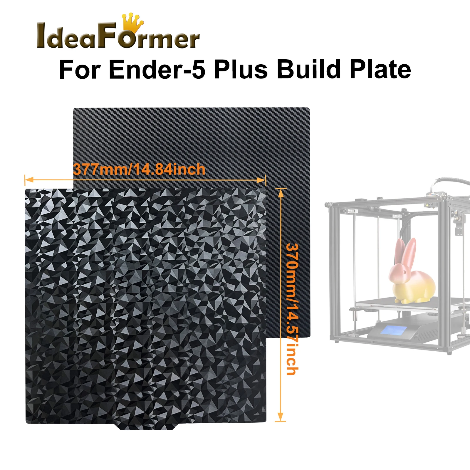 IdeaFormer For Ender-5 Plus Smooth PEO+Smooth PET Double Sided Build Plate 377x370mm Flexible Removable Spring Steel Heated Bed