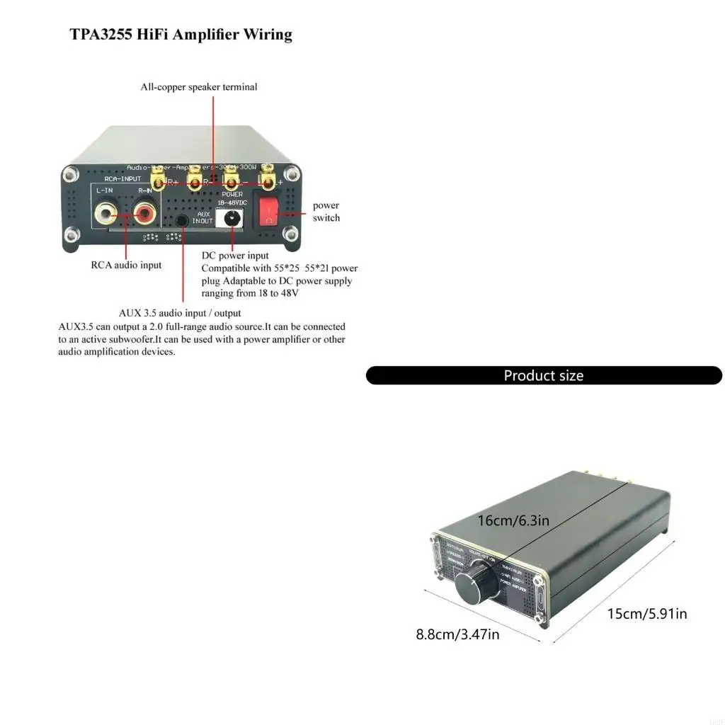 462E TPA3255 300W+300W Digital Power Car Hifi Power Amplifier Stereo Sound Speaker