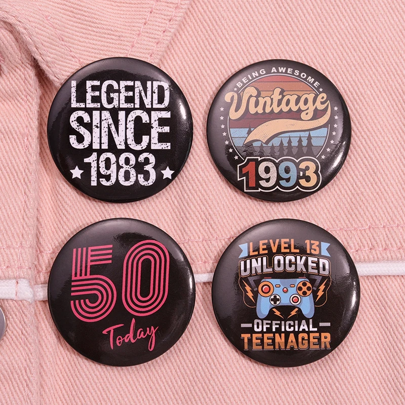 I'M 18 Today Tinplate Soft Button Pin Born Age Series Badge Lapel Pin Backpack Jewelry Accessories Brooches Gifts For Friends