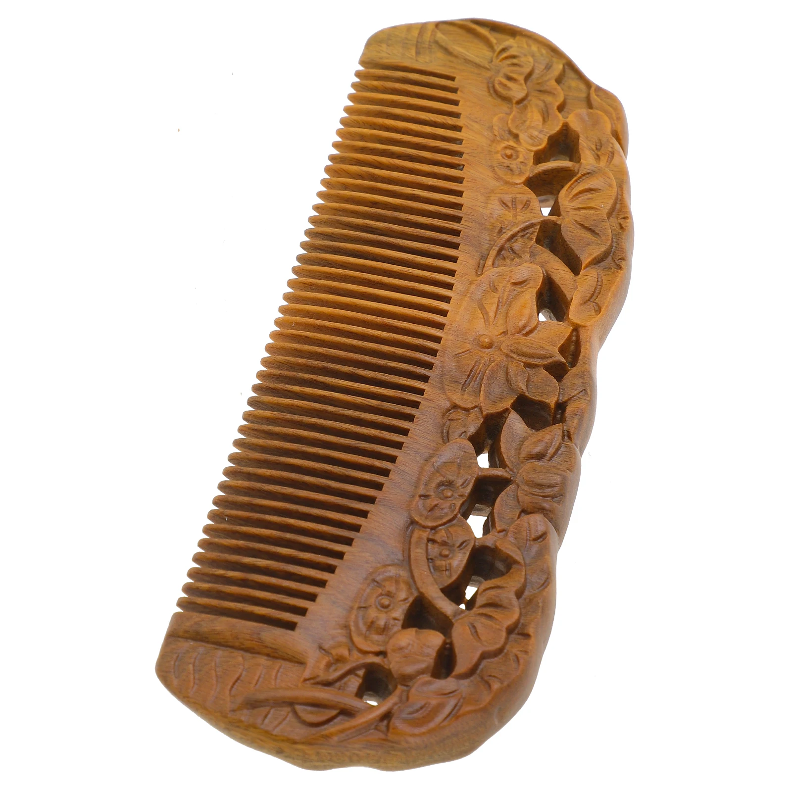

Natural Ebony Wood Comb Sandalwood Polished Styling Detangler Smooth Scalp Massage Comfort Grip Hair Care for Thick Thin Coarse