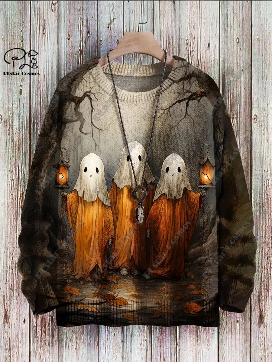 3d gedruckte Halloween-Serie gruseliges Geister muster hässlicher Pullover Straße lässig Winter pullover warme neue Produkt W-1