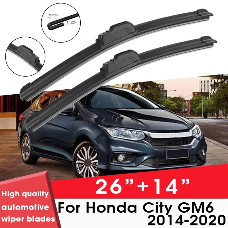 

Car Wiper Blade Blades For Honda City GM6 2014-2020 26"+ 14" Windshield Windscreen Clean Naturl Rubber Cars Wipers Accessories