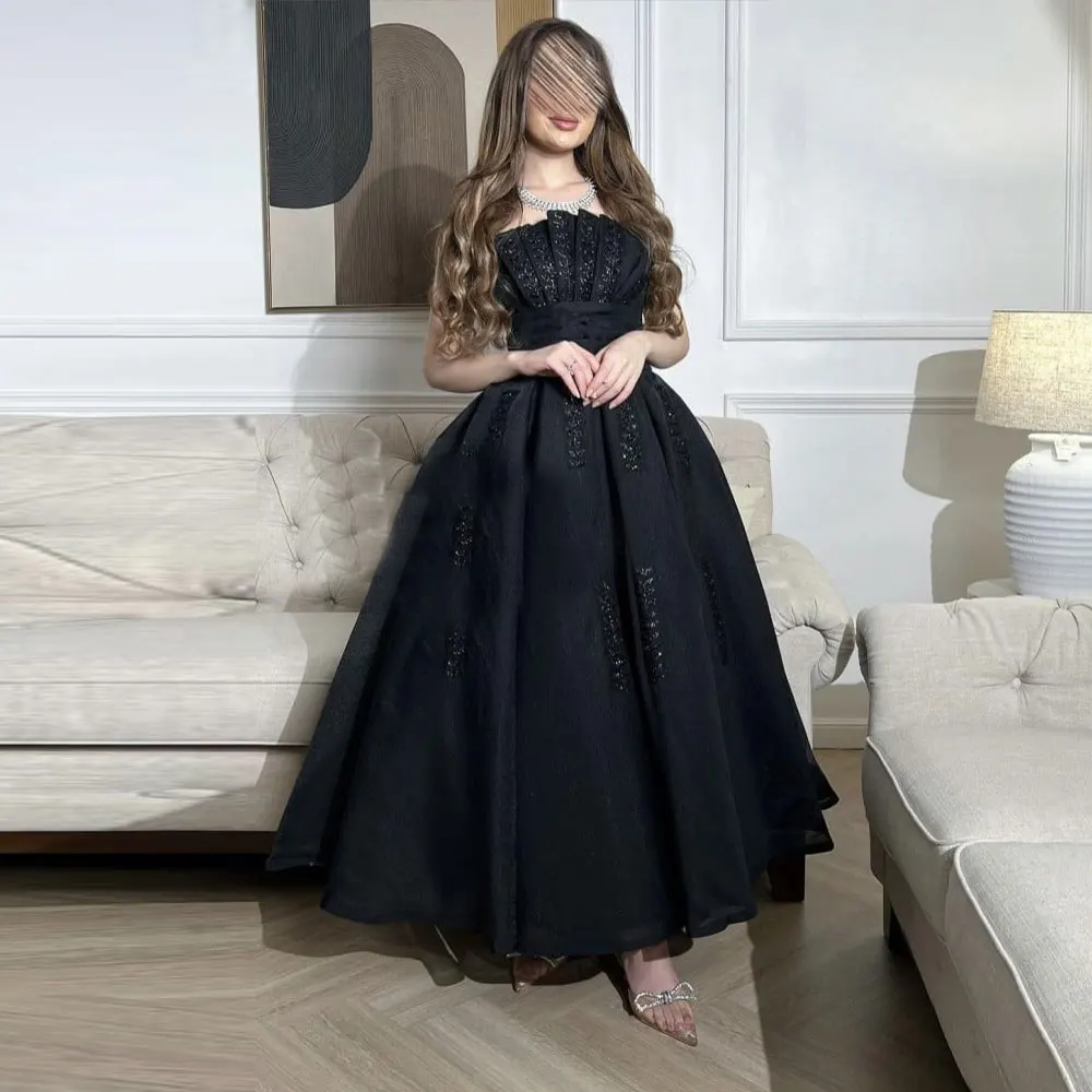 

Rose Novias Prom Dress Scalloped Gorgeous A-Line With Beaded Saudi Arabian Women's Tea-Length Elegant Party Evening Dresses