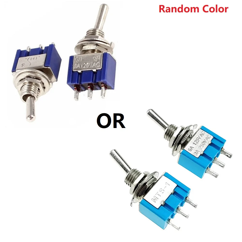 10pcs SPDT On-On 3-Pin For Toggle Switch MTS-102 6A 125VAC 3A 250VAC For Mini Rocker Switch for Electronic Projects