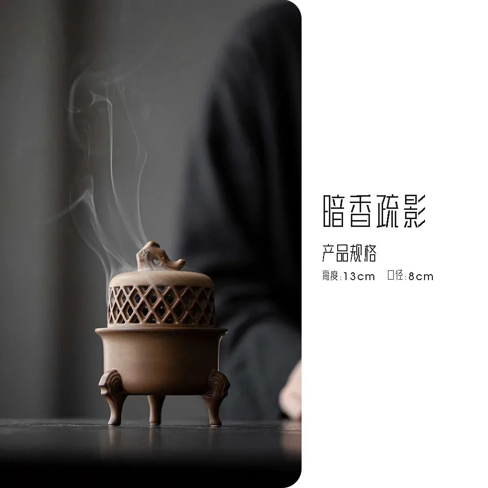 Fragrance Three Legged Ceramic Incense Burner Furnace Zen Temple Censer Burner