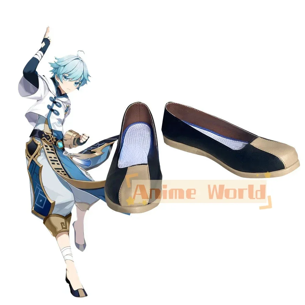 

Genshin Impact Chongyun Золотая обувь для косплея Хэллоуин Карнавальные ботинки на заказ