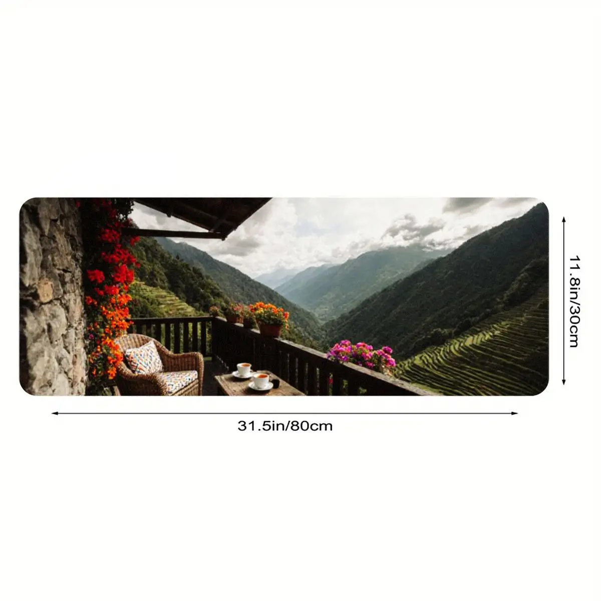 قطعة واحدة من حصيرة مكتب الرؤية الجبلية البانورامية، قاعدة غير قابلة للانزلاق، ألوان نابضة بالحياة، مثالية للألعاب وإعداد المكتب، الحجم: 31.5 بوصة × 11.