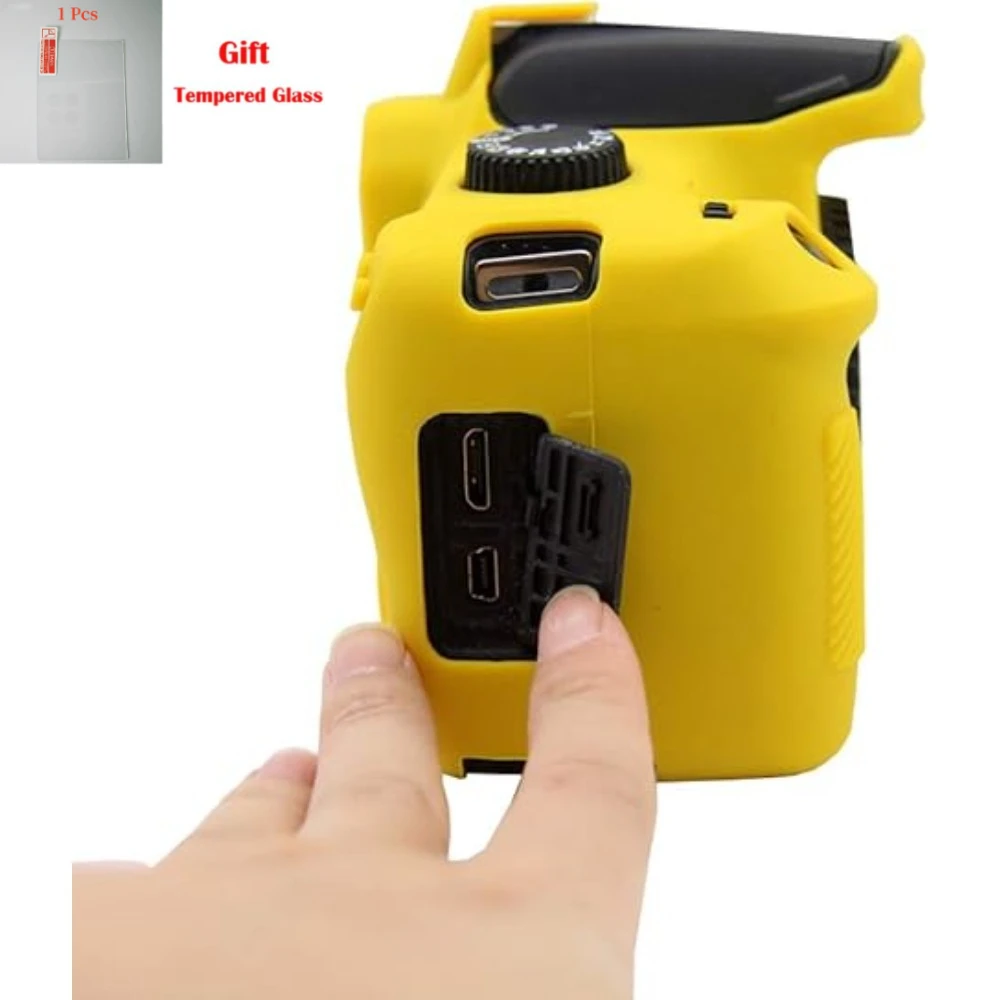 For Canon EOS 4000D 3000D, premium silicone sleeve, portable photography bag with free tempered film,