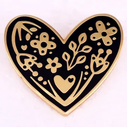 Cute Cartoon Heart Hard Enamel Pin Friendship Flower Metal Badge Bestie Gift