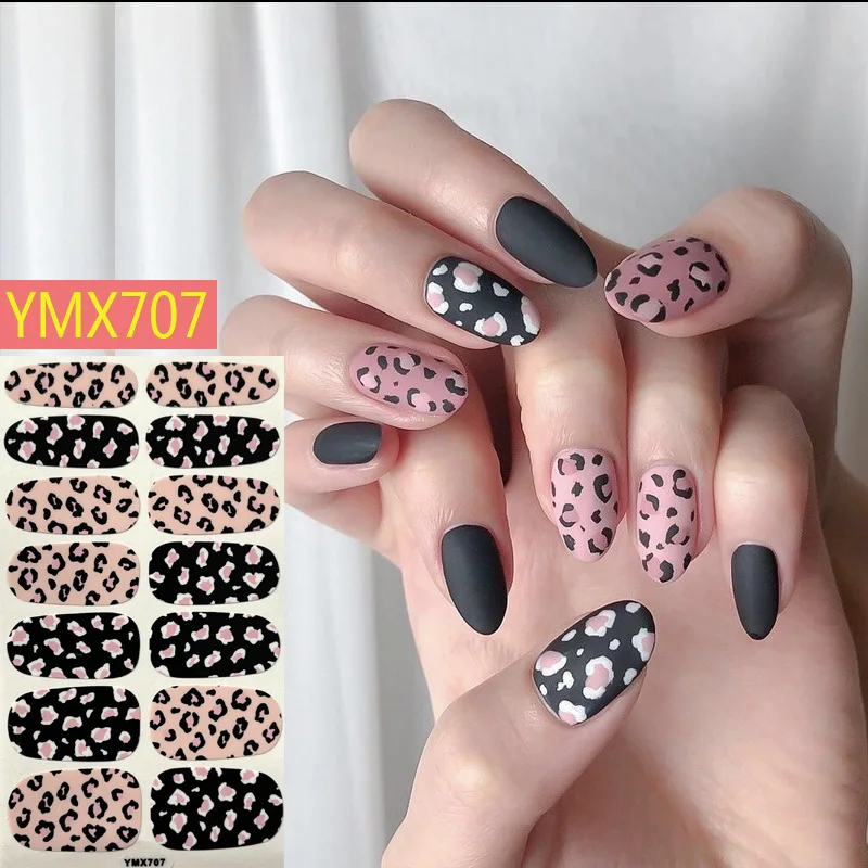 Baking Free Leopard Print Pattern Full Cover Nail Stickers Nail Polish Nail Decoration Self Adhesive Decals Sliders Manicuring