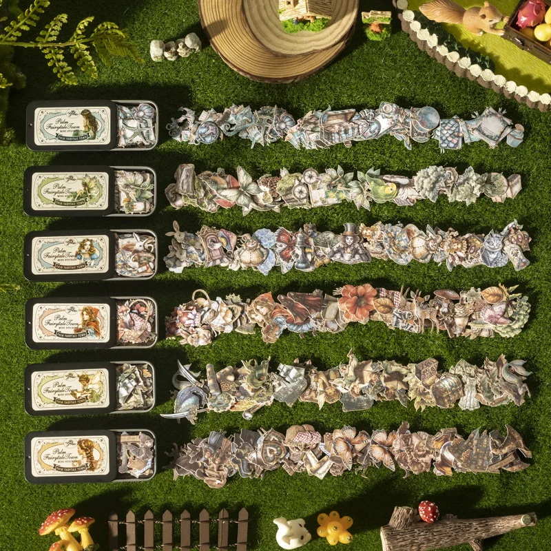 

1pack/2pack Miniature Landscape Mini PET Stickers Palm 60sheets/box Sized Fairy Town Series Journal Decoration 6 Styles