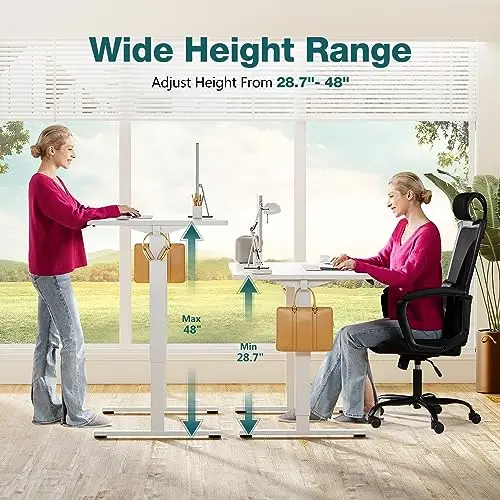 Height-Adjustable Electric Sit-Stand Desk 55x24 Inch Home Office Workstation With Memory Settings, Wood Top & Metal Frame