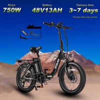 Vitilan U3 Electric Bicycle 750W Motor 48V13AH Lithium Battery All-terrain Ebike 20*3.0 inch Fat Tire City Folding Electric bike