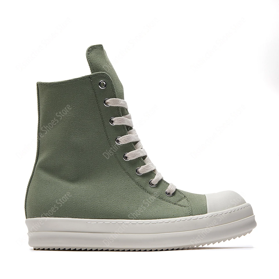 

Brand Men Casual Shoes High Top Women Quality Ro Ankle Boot Fashion Thick-sole Zip Canvas Breathable Luxury Flat Street Sneakers